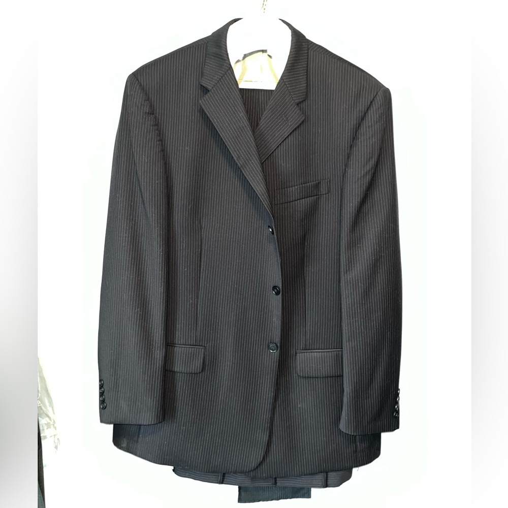 Axcess men’s 100% wool black pinstripe suit